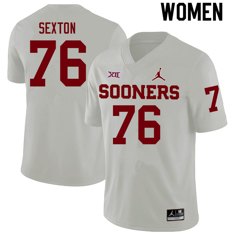 Women #76 Jacob Sexton Oklahoma Sooners College Football Jerseys Sale-White - Click Image to Close